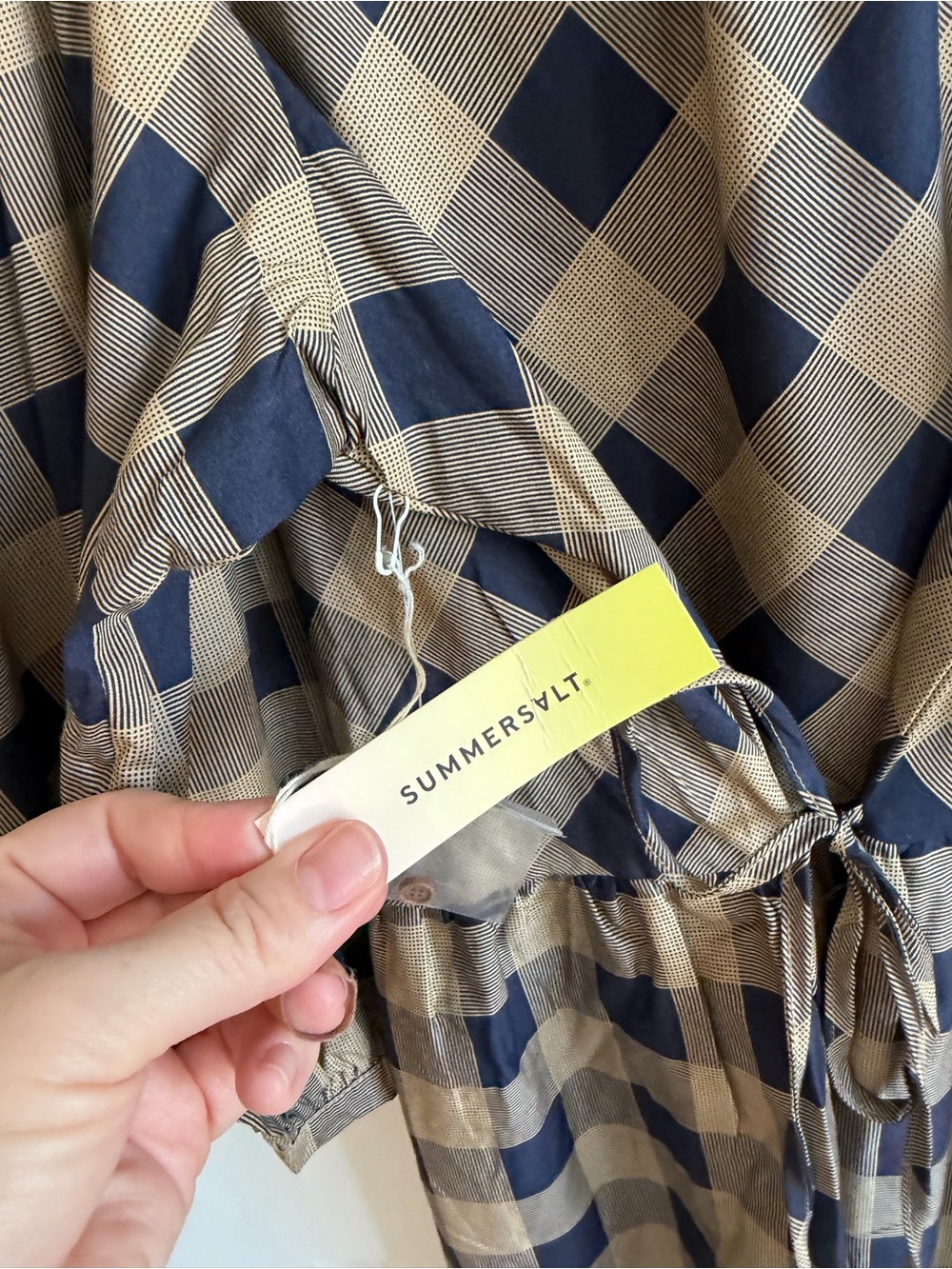 Summersalt Tiered Midi Dress L Buffalo Check Plaid Cotton NWT - Picture 11 of 14